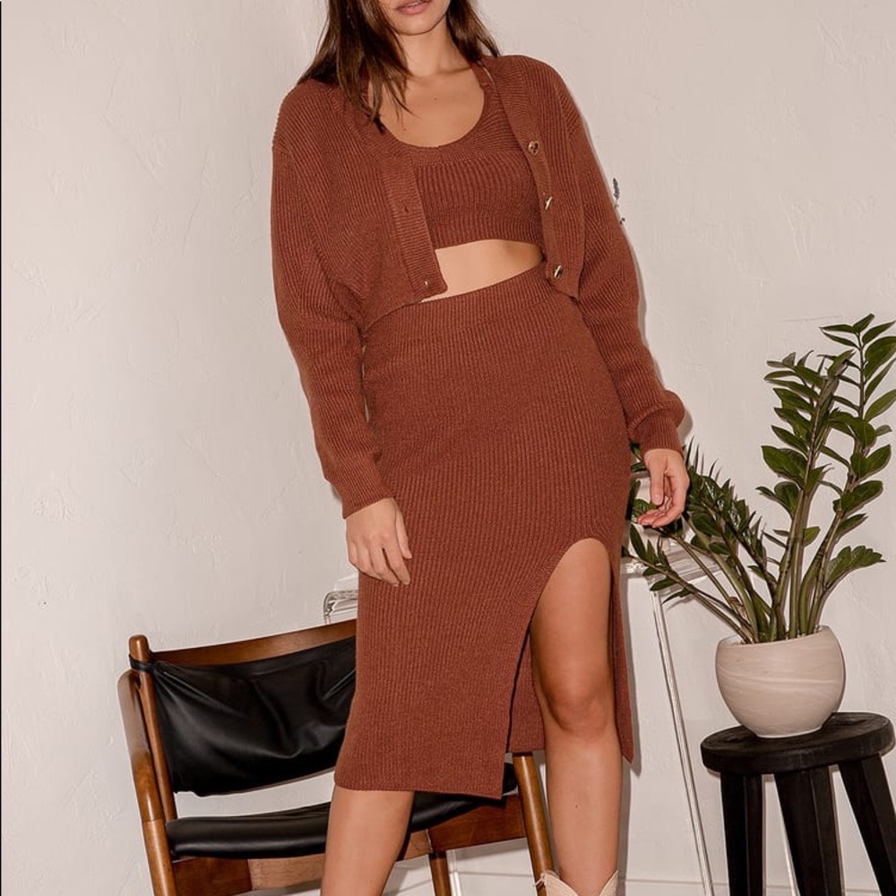 NWT More the Merrier Rust Red Knit Three-Piece Sweater Dress Size M